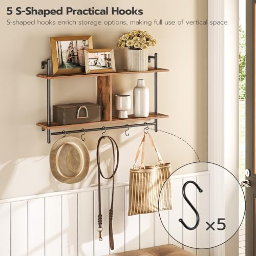 HOOBRO 30 Floating Shelves Wall Mount 2-Tier Industrial Pipe Storage