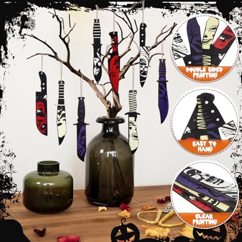 AOCEAN 24 Pcs Halloween Horror Wooden Knife Ornaments