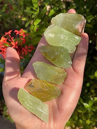 3 Pcs Green Calcite Rough Natural Stones for Lapidary and Meditation