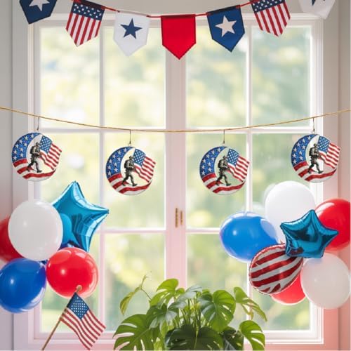 Patriotic Soldier Moon Acrylic Ornament 4-Inch