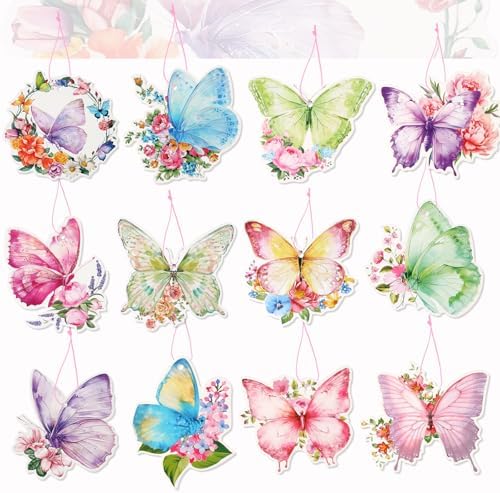 12pcs Spring Butterfly Tree Decor Pendant Set