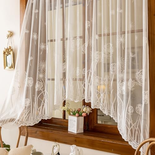 Kotile Ivory Lace Swag Valance Curtain 118x63 Inch