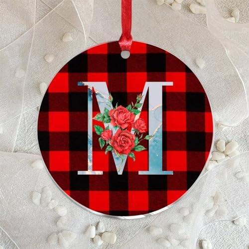 Acrylic Christmas Ornaments 2023 Blue Initial M Decorative Hanging Baubles