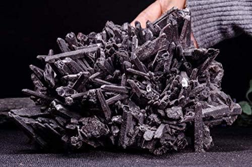 Raw Black Crystal Quartz Cluster for Indoor Fountain