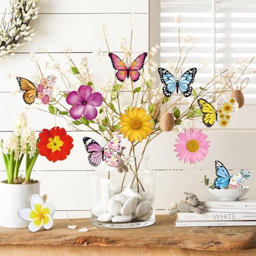 40 Pcs Spring Flower Butterfly Hanging Ornaments Set