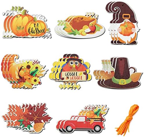 24 Pcs Wood Fall Thanksgiving Hanging Ornaments