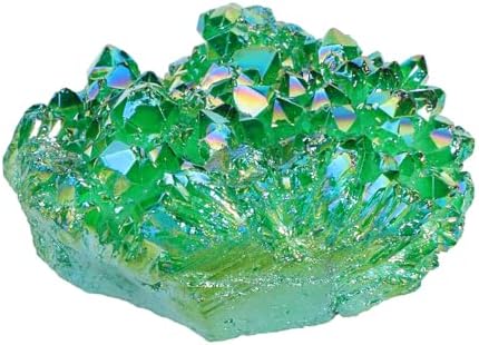 SUNYIK Green Titanium Coated Crystal Cluster Figurine