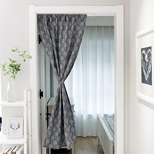 Huamengoo Door Curtain Panel Geometric Curtain Grey Tree