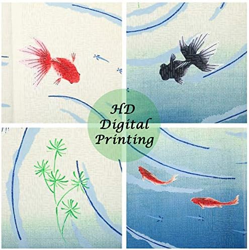 Japanese Noren Door Curtain with Golden Fish Design