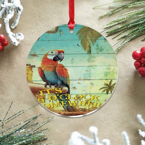 3 Inch Acrylic Christmas Ornaments 2024 Flamingo Decorative Hanging Baubles