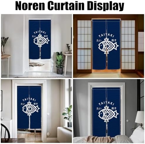 Traditional Japanese Noren Door Curtain with Taiyaki Print