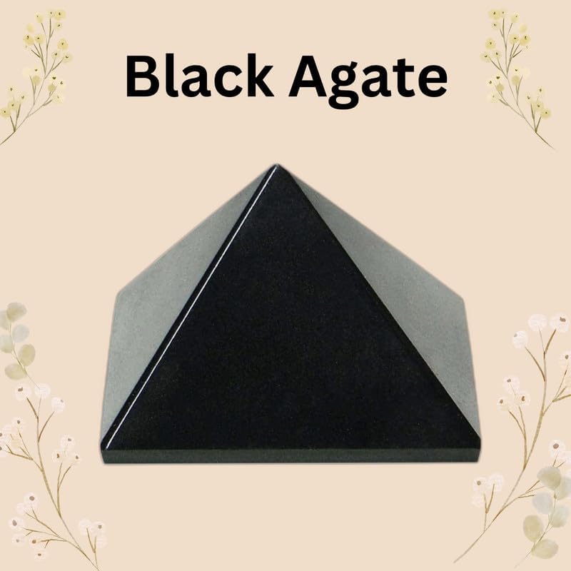 Natural Black Agate Pyramid Stone 1 Inch 1 Pcs