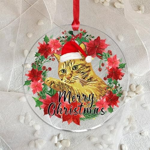 3 Inch Clear Acrylic Christmas Ornaments with Santa Hat