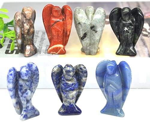 Guardian Angel Statue Amethyst Lapis Lazuli Hand Carved Home Decor