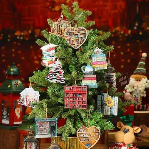 Wenqik 24 Pcs Book Themed Christmas Ornaments
