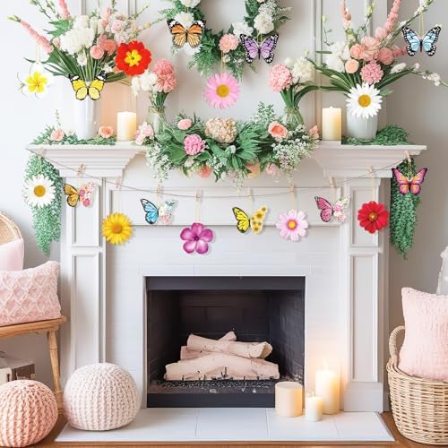 40 Pcs Spring Flower Butterfly Hanging Ornaments Set