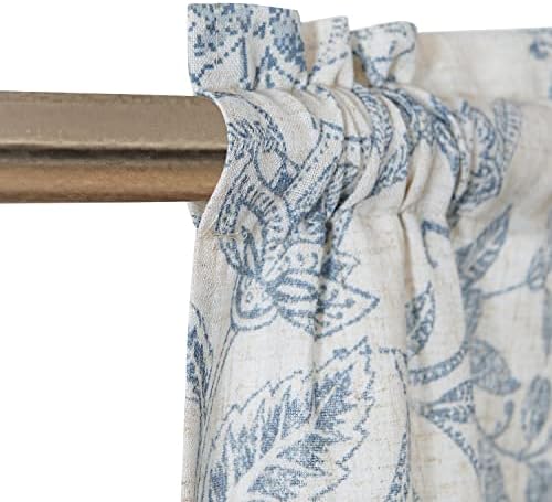 Lazzzy Farmhouse Valance Curtain 18 Inch Rod Pocket 1 Panel Blue on Beige