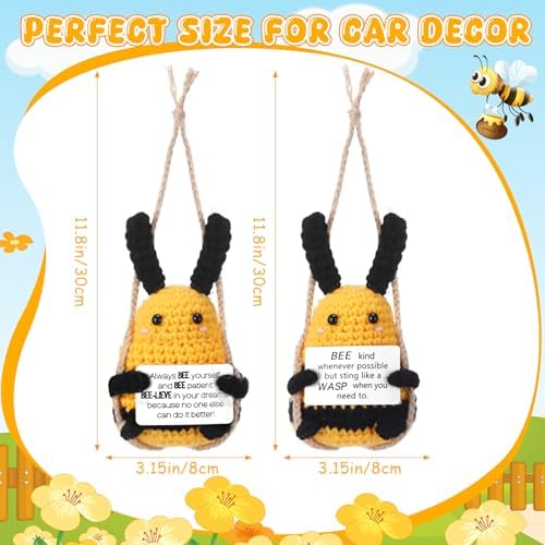 Vercraft Car Mirror Bee Pendant Woven Decor