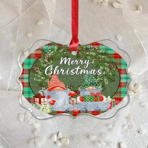 3 Inch Clear Acrylic Christmas Gnome Ornament 2023