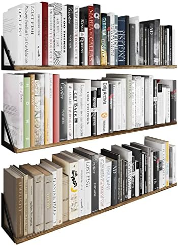 Wallniture Minori Floating Bookshelf Set of 3 Natural Burned