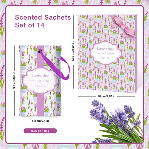 SCENTORINI Lavender Sachets Pack of 14 for Closets and Drawers