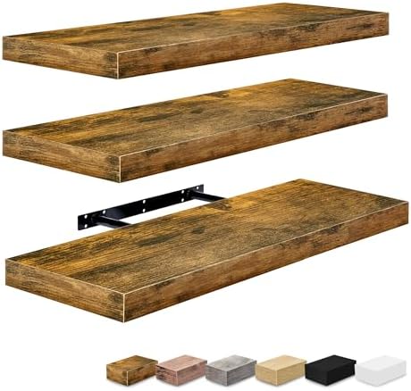 Sorbus Floating Shelves for Wall - 3 Pack Rustic Brown