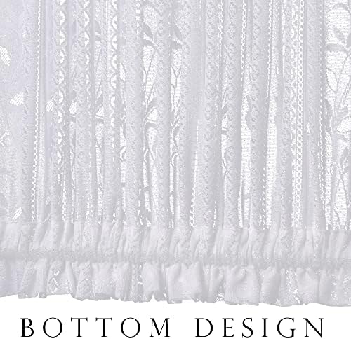 2 Pcs White Lace French Door Curtain Panels 72 Inch Long