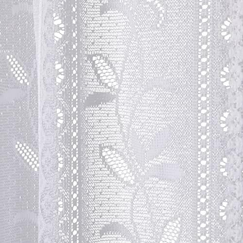 2 Pcs White Lace French Door Curtain Panels 72 Inch Long