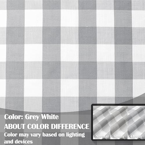 72 Inch Gray White Buffalo Plaid Curtains 2 Panels Rod Pocket