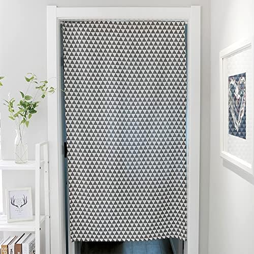 Geometric Door Curtain Panel in Gray Triangle
