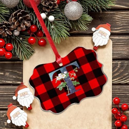 Acrylic Christmas Ornaments 2023 Initial Letter T Blue Green Monogram Hanging Baubles