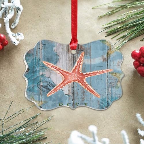 3 Acrylic Christmas Ornaments 2024 Nautical Starfish Decor Hanging Baubles