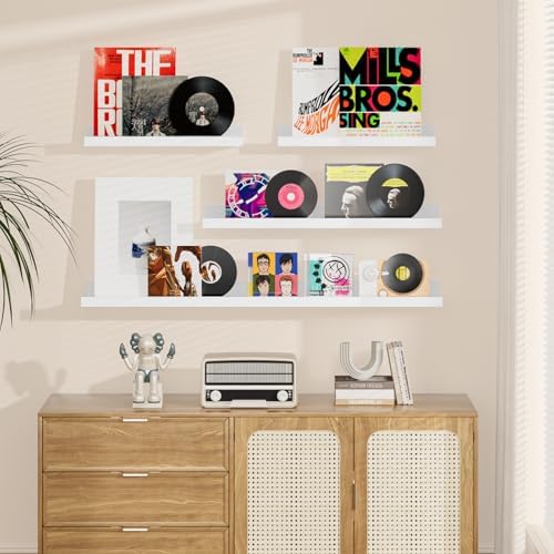 Heimlove Floating Shelves Set of 6 24 Inch White Wall Mounted Display