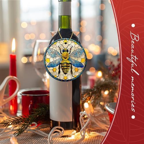 Gelyijix Funny Stained Glass Bee Christmas Ornament