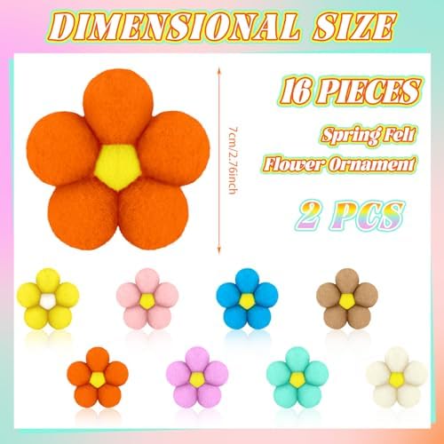 32 Pcs Summer Daisy Felt Flower Hanging Ornament Set