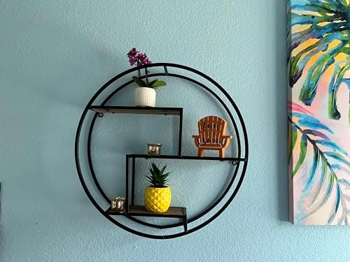 Admired By Nature 3 Tier Floating Wall Shelf Black