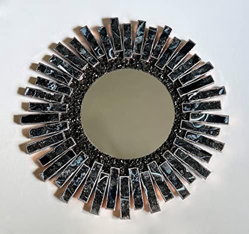 Starburst Handmade 20 Inch Rose Gold Plated Agate Mirror
