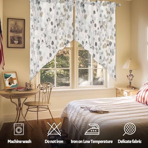 Gray Botanical Swag Valance 2 Pack for Windows