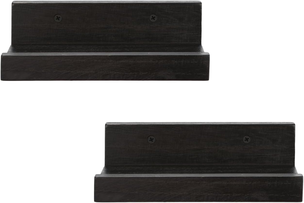 Z Metnal Small Floating Shelves 8x55 Inch 2 Pcs Black