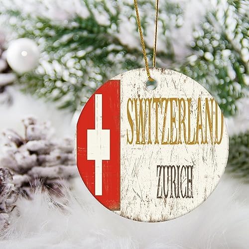Switzerland Zurich Ceramic Christmas Ornament 3 Inch