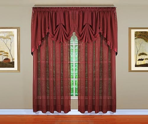 Todays Curtain Silhouette Stripe Sheer Swag 38 Burgundy