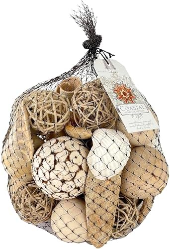 Organic Netti Bag with White Seashells and Botanicals