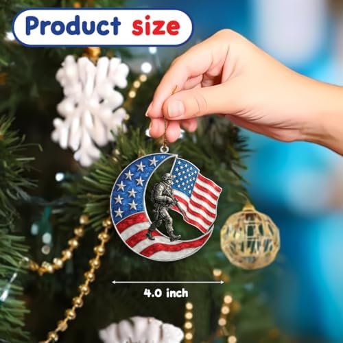 Patriotic Soldier Moon Acrylic Ornament 4-Inch