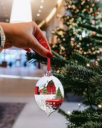ZOE GARDEN Red Christmas Farm Truck Ornament Set 8 Pcs