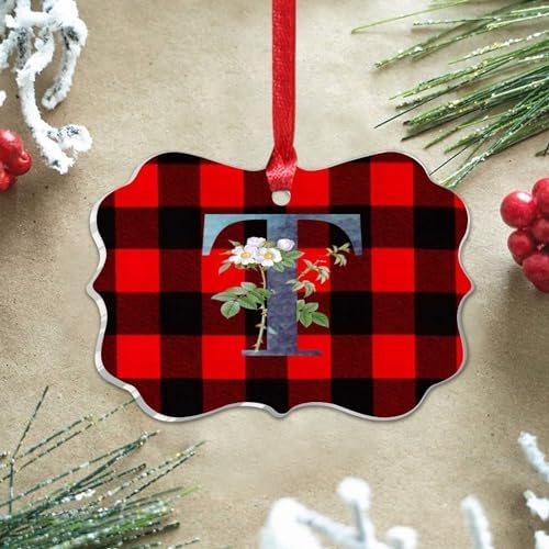 Acrylic Christmas Ornaments 2023 Initial Letter T Blue Green Monogram Hanging Baubles