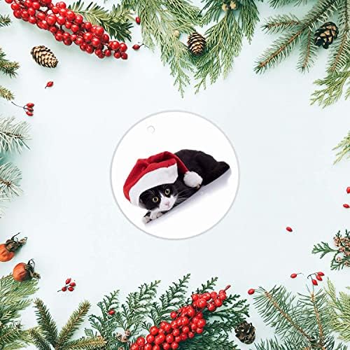 MEVRA Black Cat Christmas Ornament with Golden Lanyard