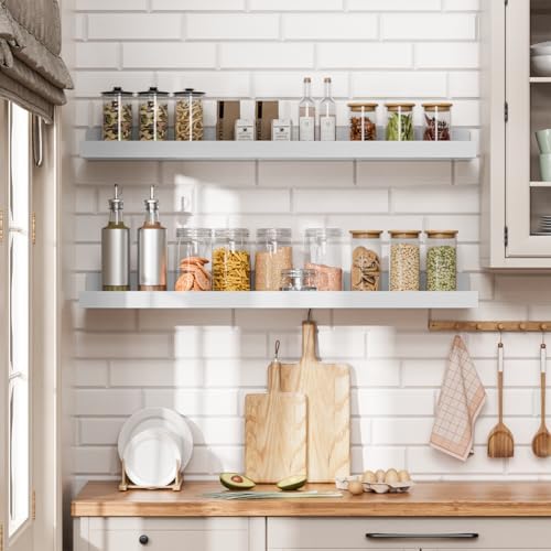 Heimlove Floating Shelves Set of 6 24 Inch White Wall Mounted Display