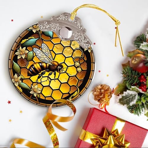 Bee Christmas Tree Ornaments with Silver Buckle