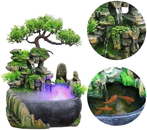 BRAVECOW Indoor Relaxation Desktop Fountain with Atomizer and Light