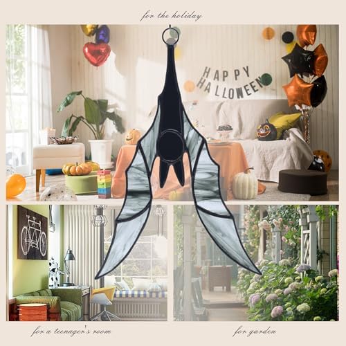 Velasyart Bat Stained Glass Window Hanging